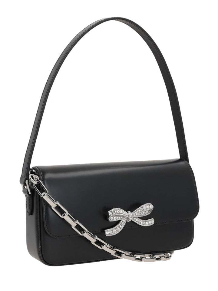 Black leather baguette bag