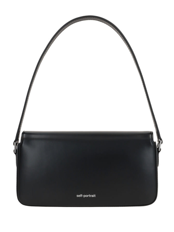 Black leather baguette bag