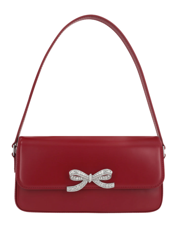 Burgundy leather baguette bag