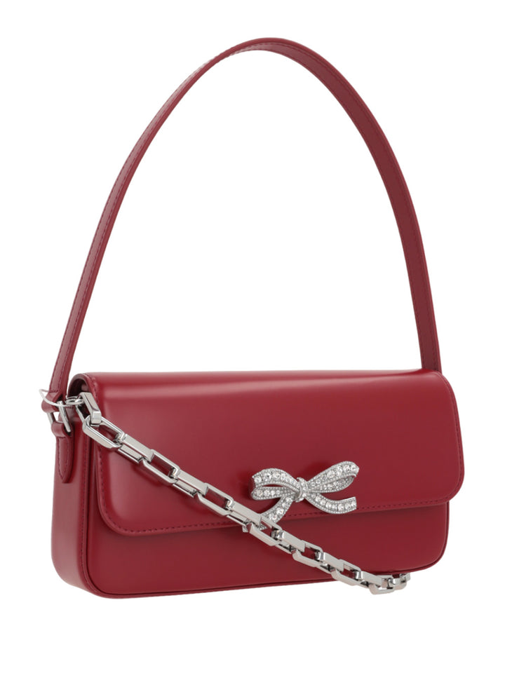 Burgundy leather baguette bag