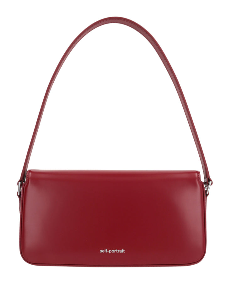 Burgundy leather baguette bag