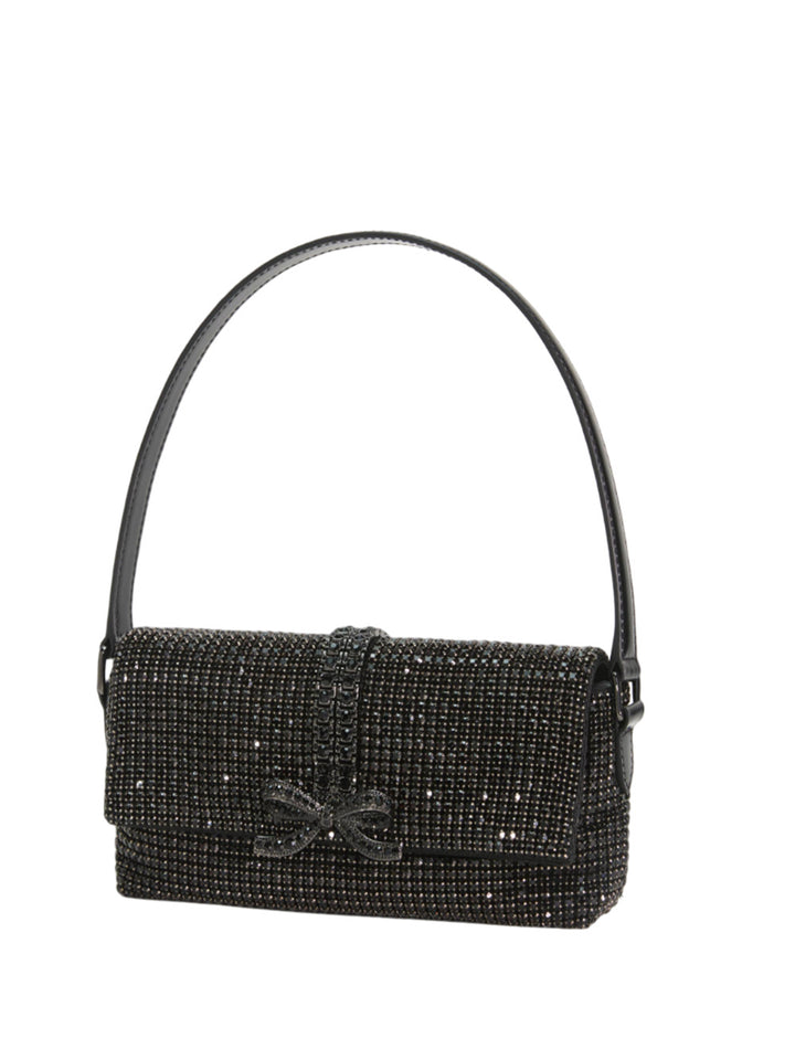 Black rhinestone chainmail baguette bag