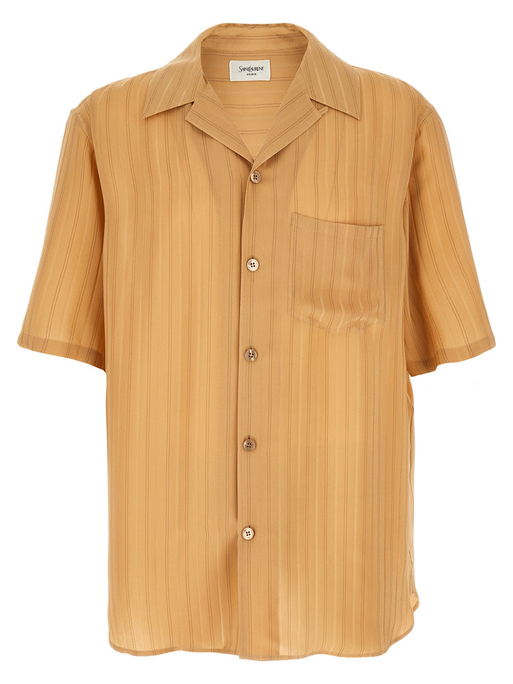Saint Laurent Striped Silk Shirt Shirt and Blouse - Beige | 5e9aead606b7c0d63312fc1bdcaa3be888daaffc