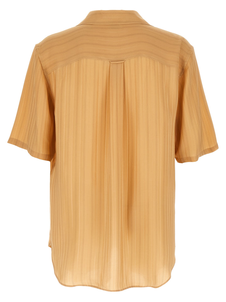 Saint Laurent Striped Silk Shirt Shirt and Blouse - Beige | a415cc4bfc885fe807a78ae65ed587896a9eb052