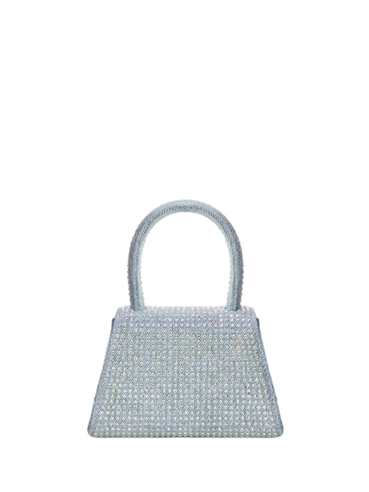 Blue rhinestone denim micro bag