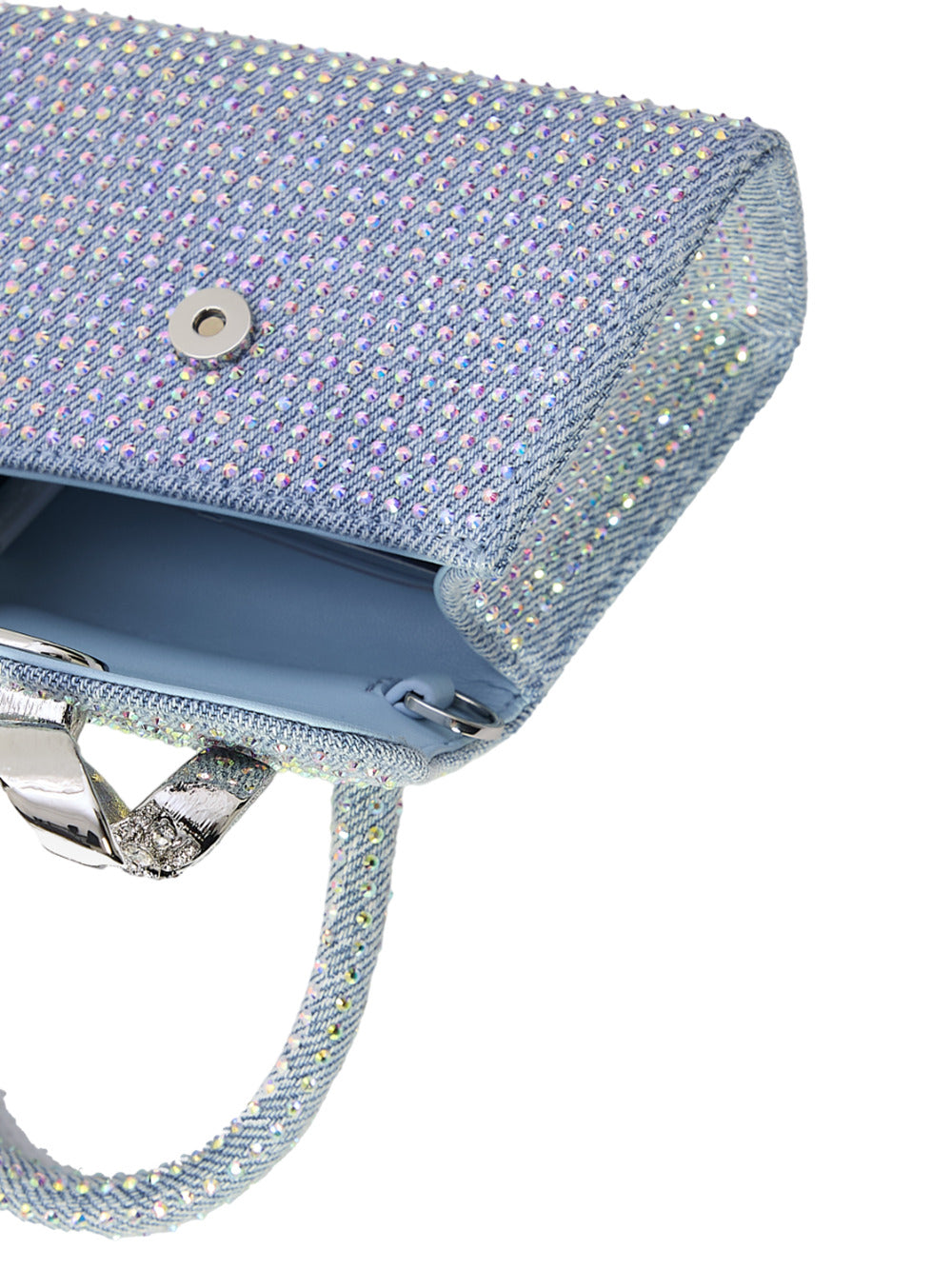 Blue rhinestone denim micro bag