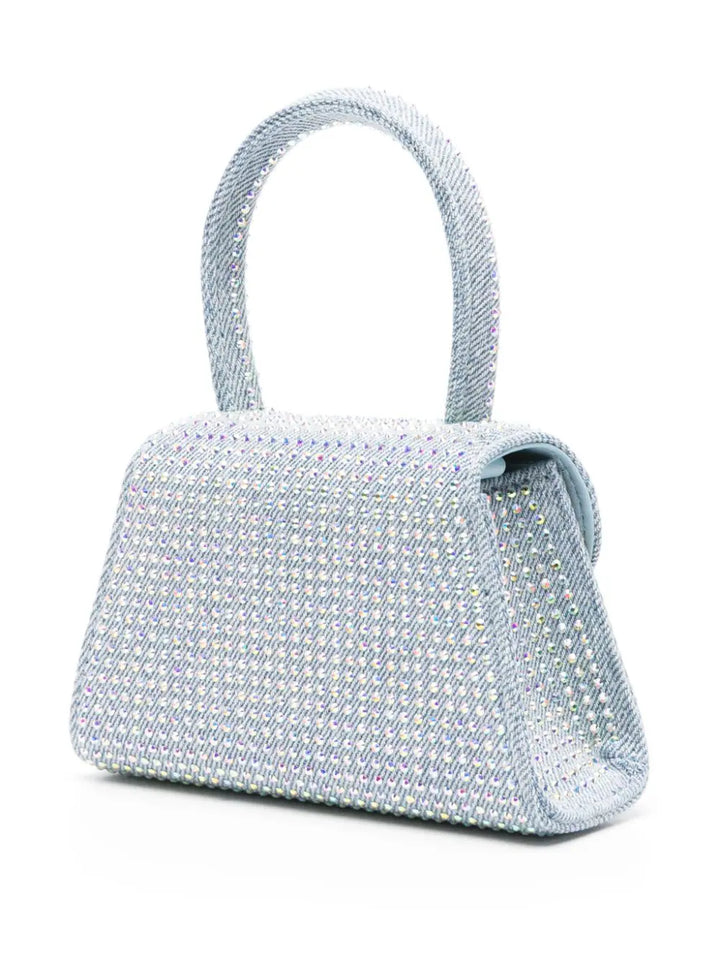 Blue rhinestone denim micro bag