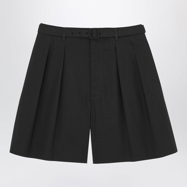 Black Belted Bermuda Shorts In Corone Fabric