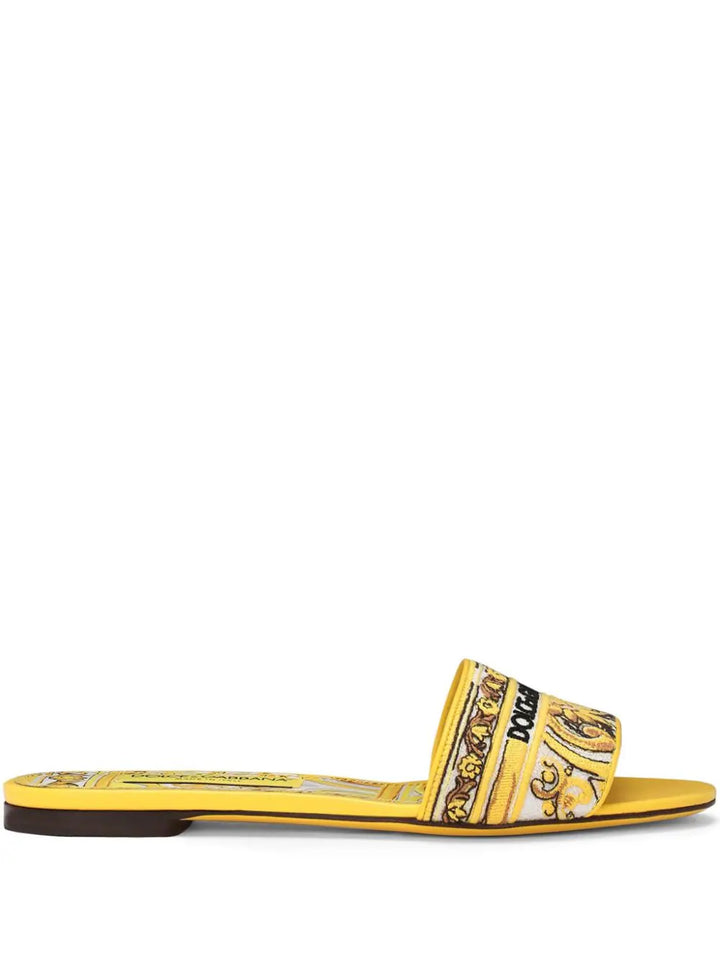 Bianca slide sandals with majolica print