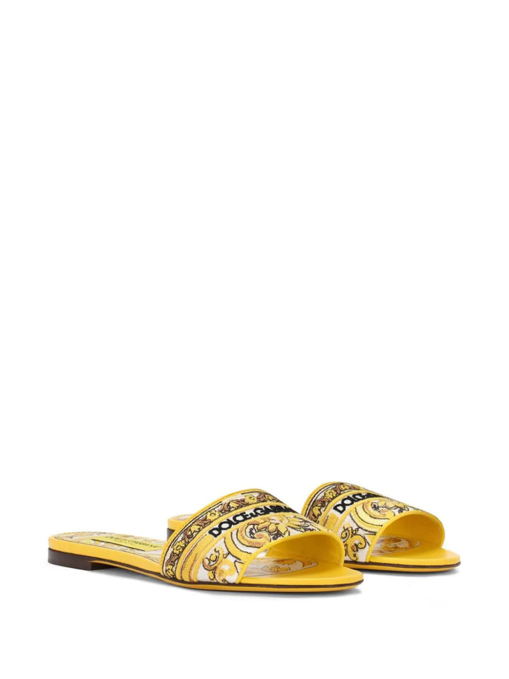 Bianca slide sandals with majolica print