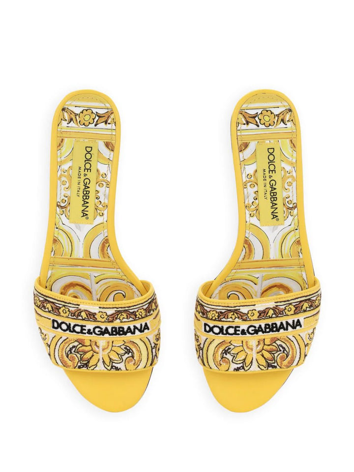 Bianca slide sandals with majolica print