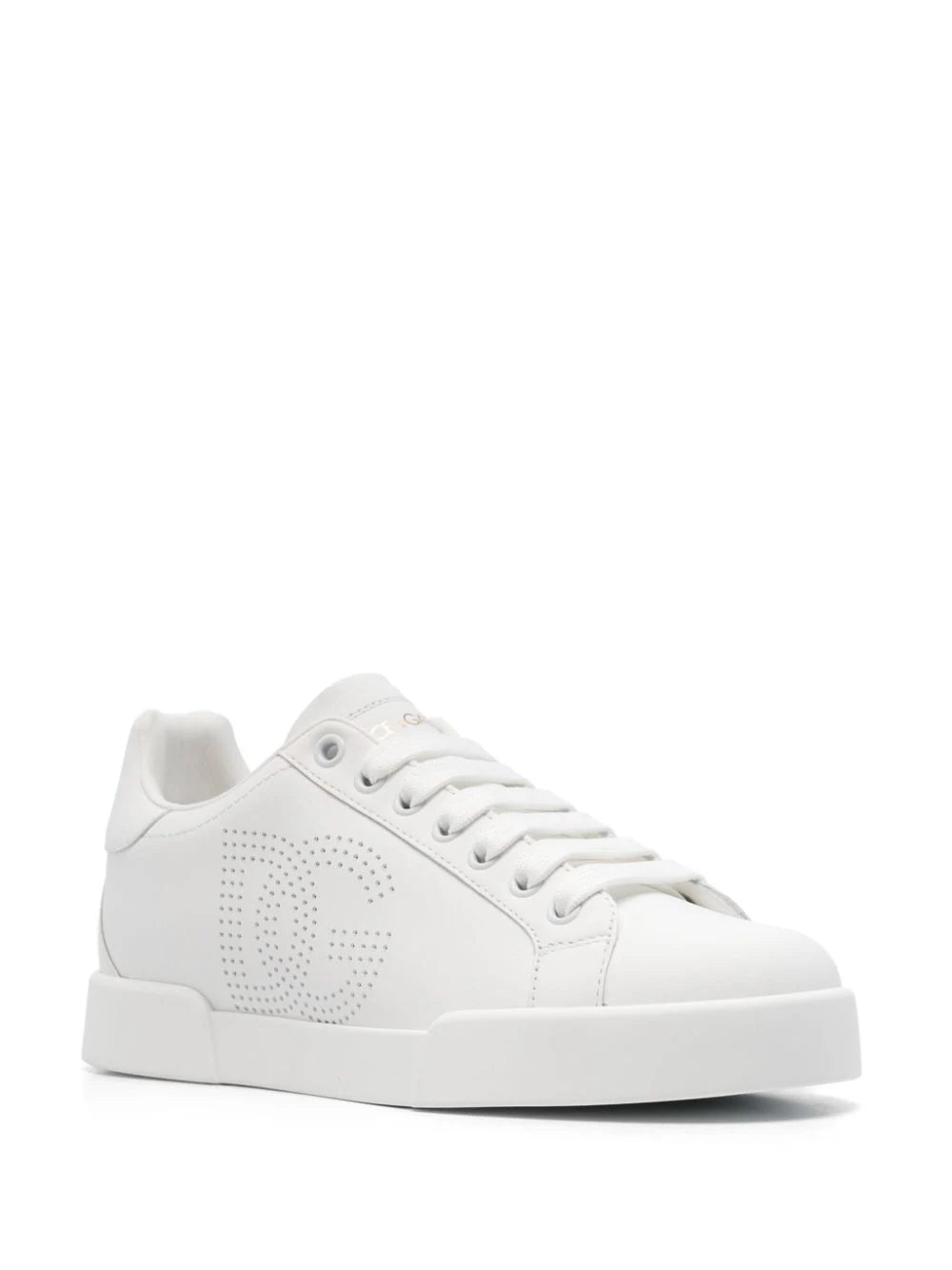 Portofino leather sneaker with perforated logo