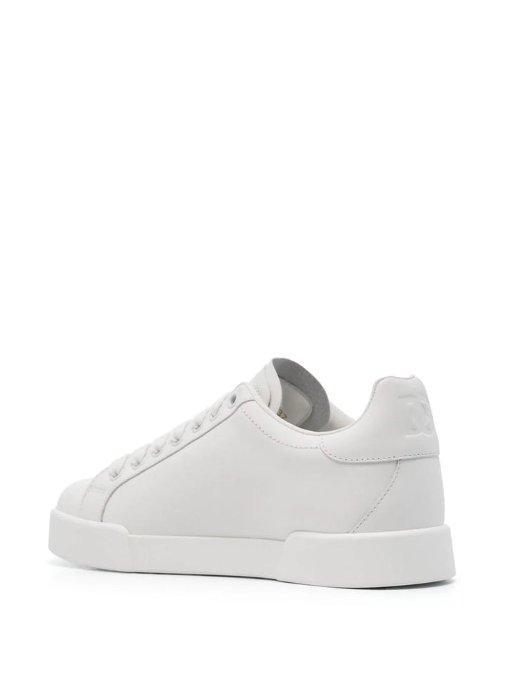 Portofino leather sneaker with perforated logo