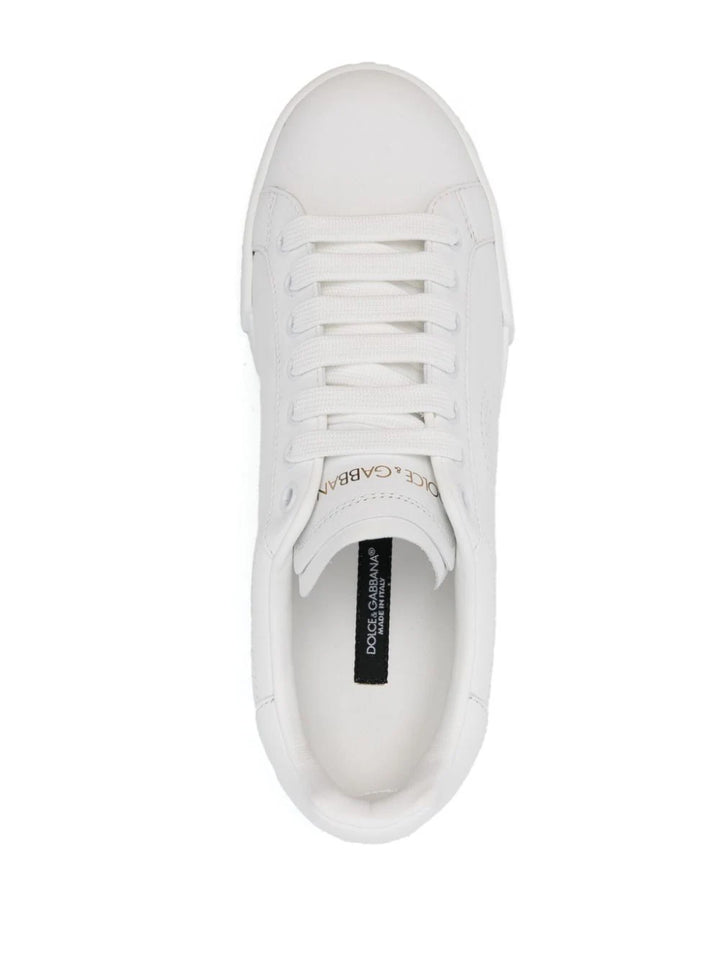 Portofino leather sneaker with perforated logo