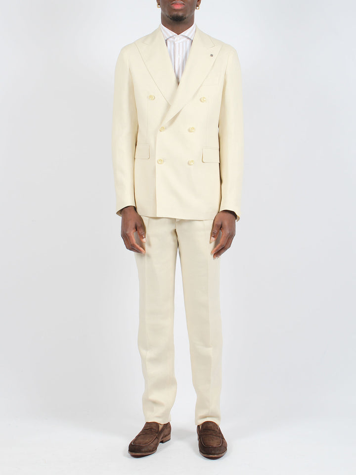 Linen double-breasted tailored suit