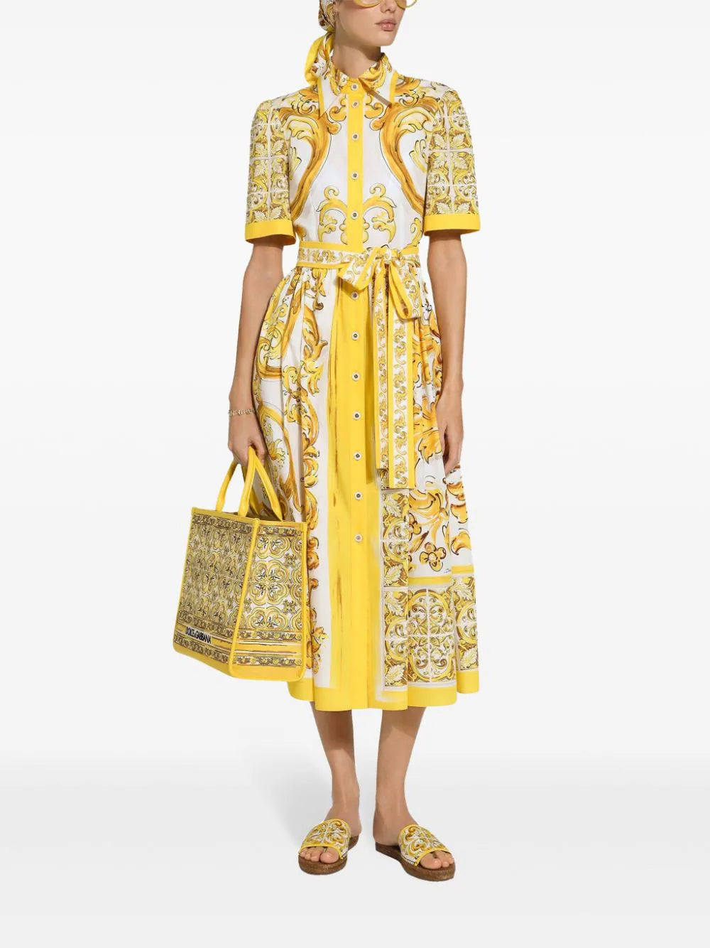 Shirtdress with majolica print