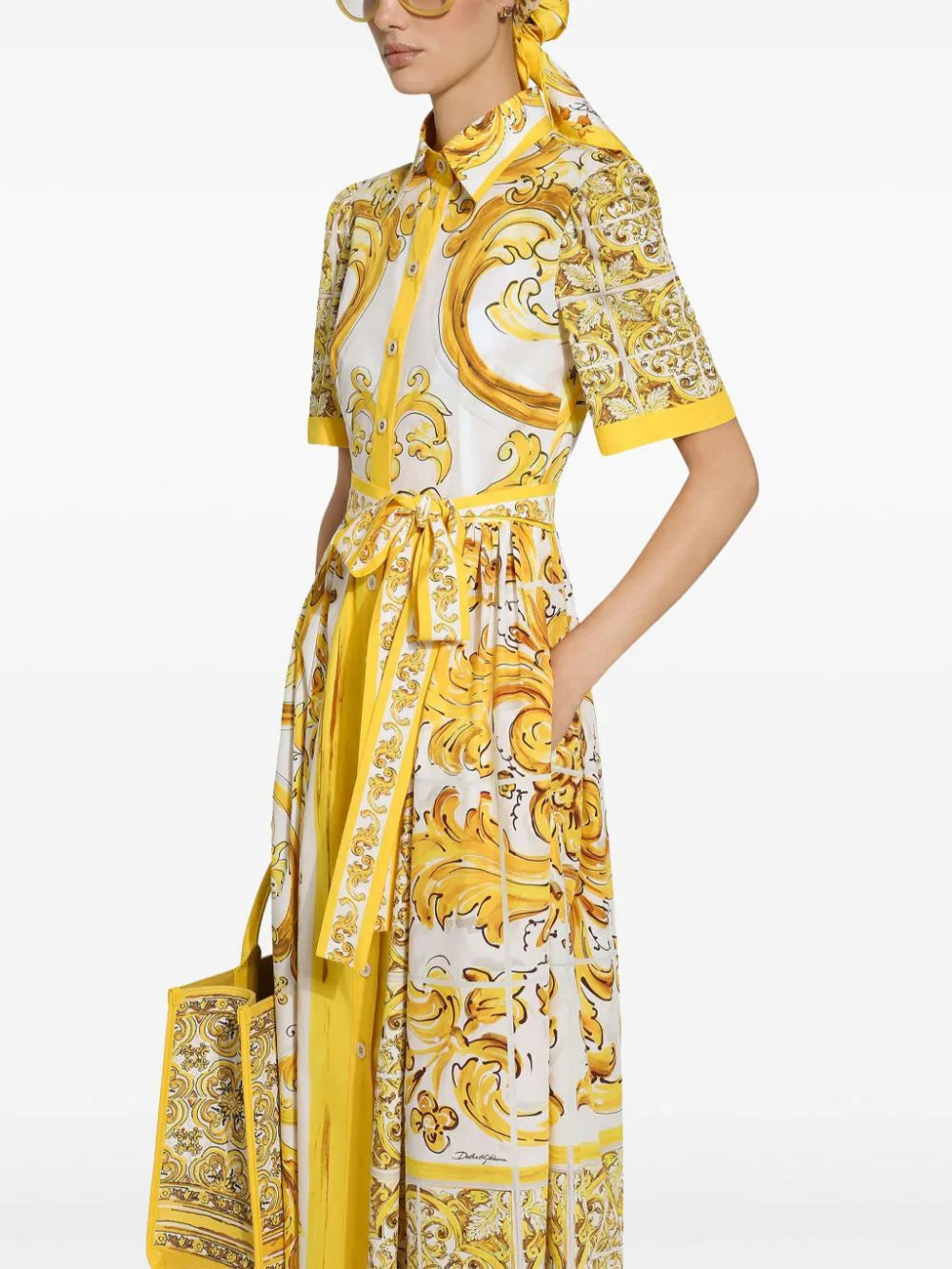 Shirtdress with majolica print