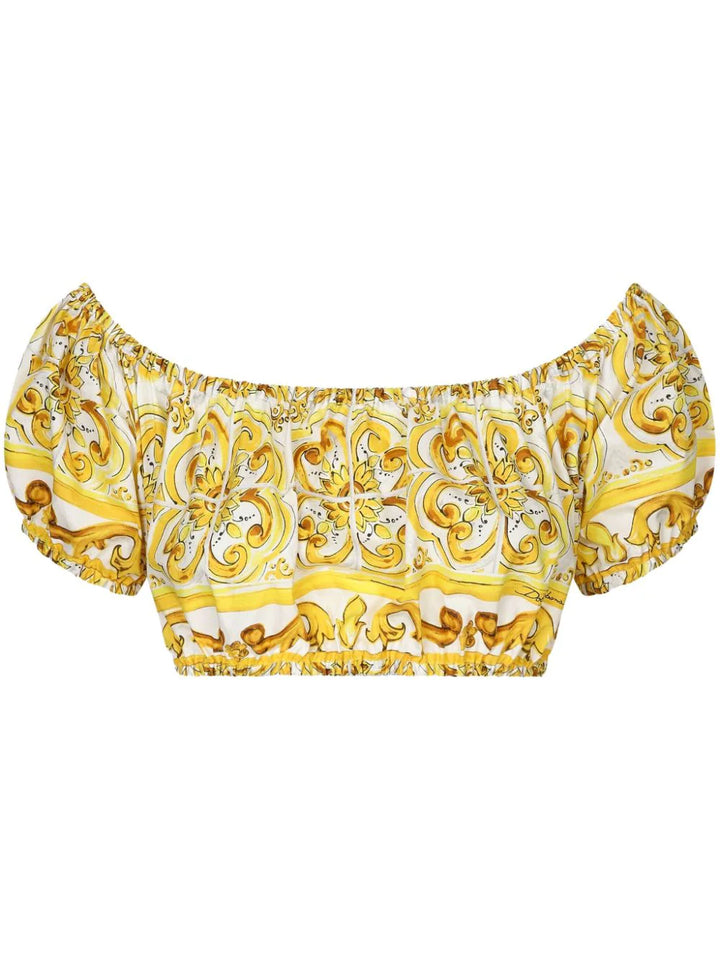 Crop top with majolica print