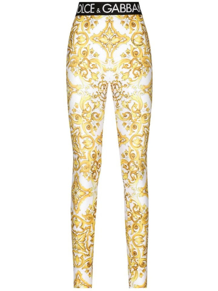 Leggings with majolica print