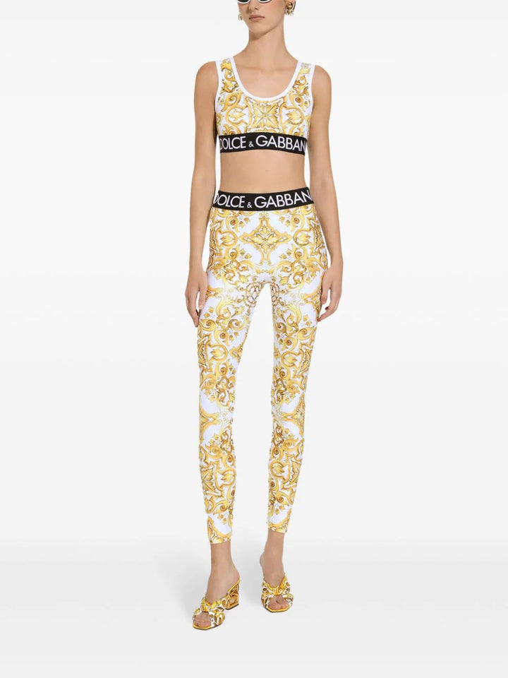 Leggings with majolica print