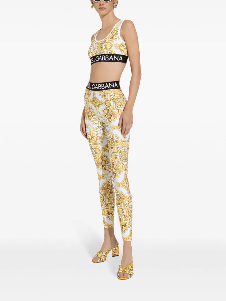 Leggings with majolica print