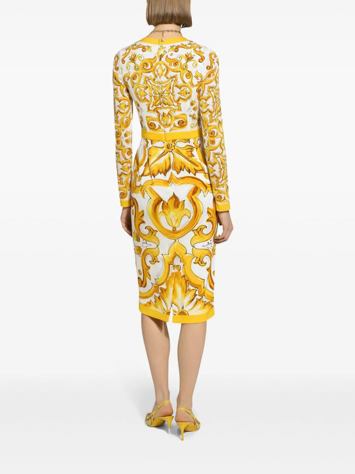 Midi dress with majolica print