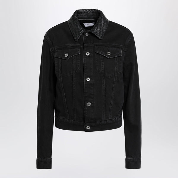 Denim Jacket With Intrecciato Collar