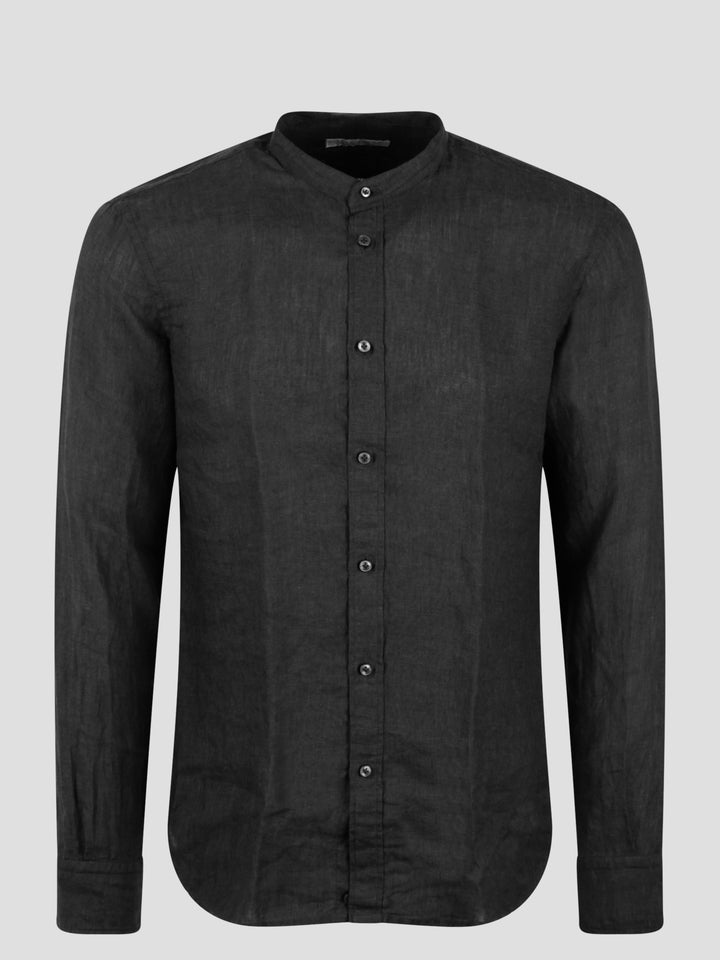 Mandarin collar linen shirt