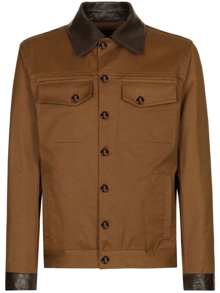 Jacket with leather detail