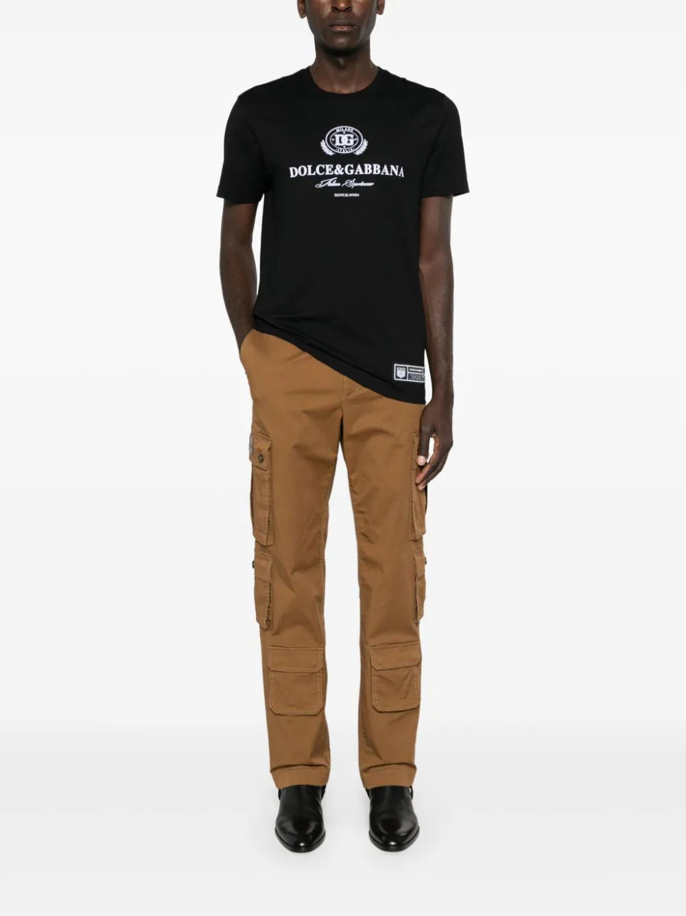 cargo trousers with logo patch