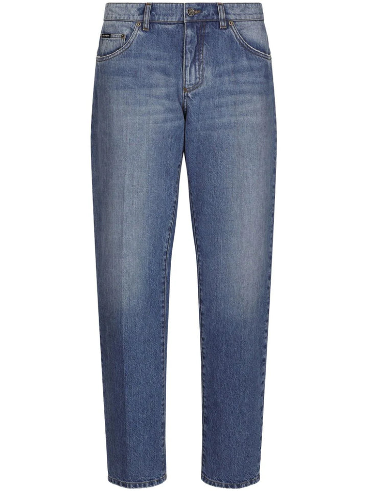 Straight mid-rise jeans