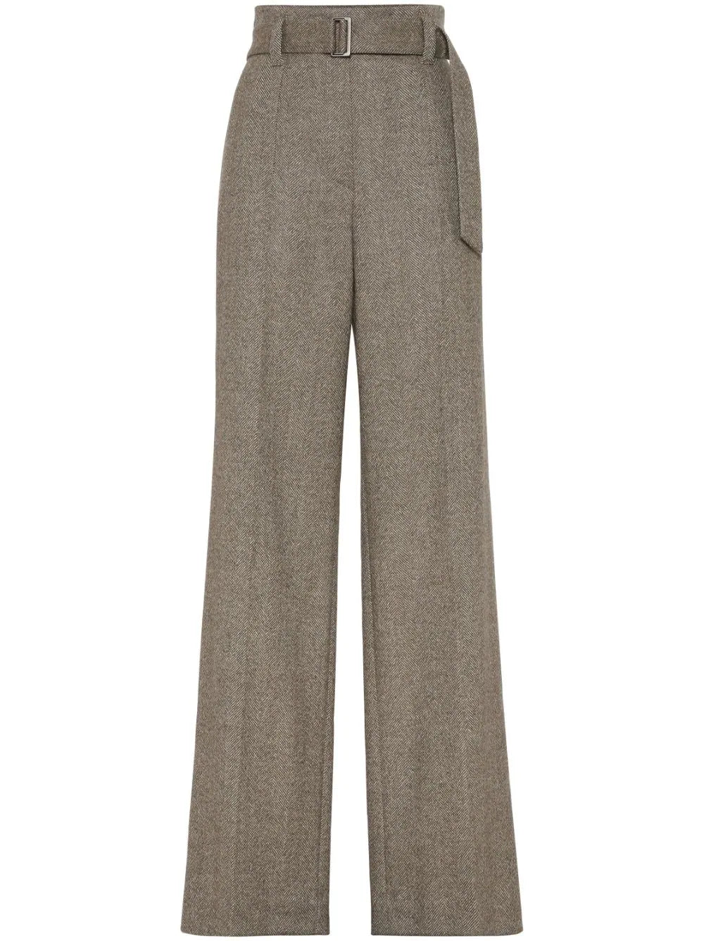 Herringbone trousers with pleats