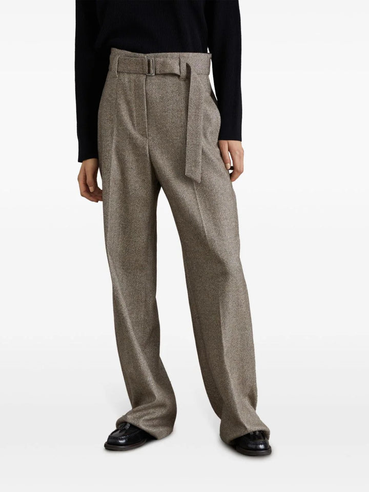 Herringbone trousers with pleats