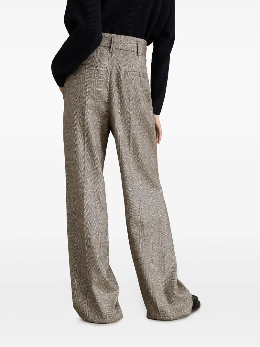 Herringbone trousers with pleats