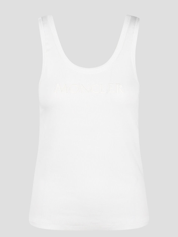 Embroidered logo ribbed tank top