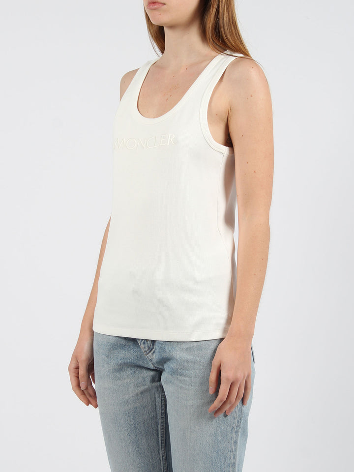 Embroidered logo ribbed tank top