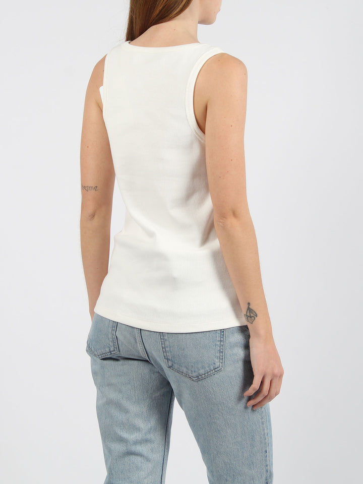 Embroidered logo ribbed tank top