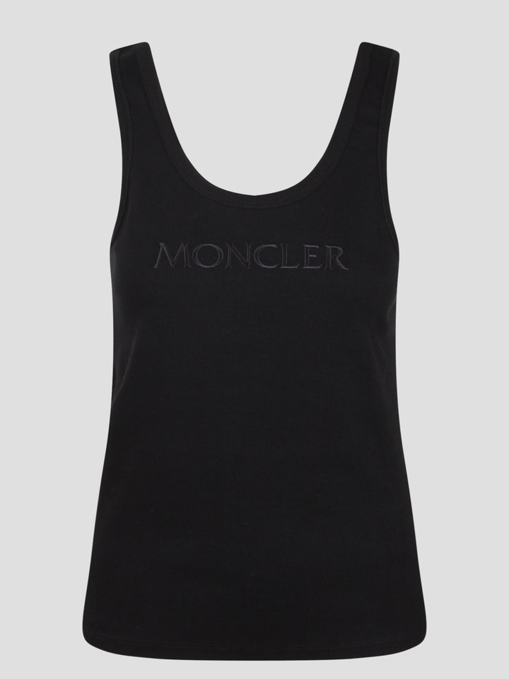 Embroidered logo ribbed tank top