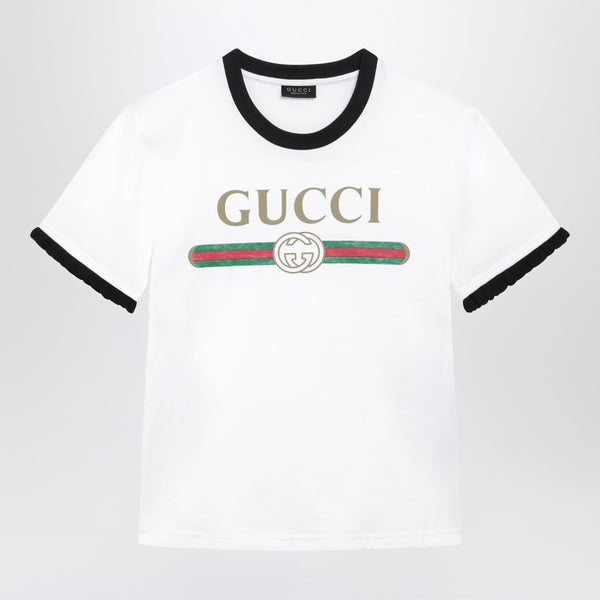 White Cotton Jersey Printed T-Shirt