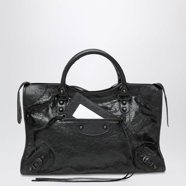 Le City Medium Lambskin Leather Handbag In Black