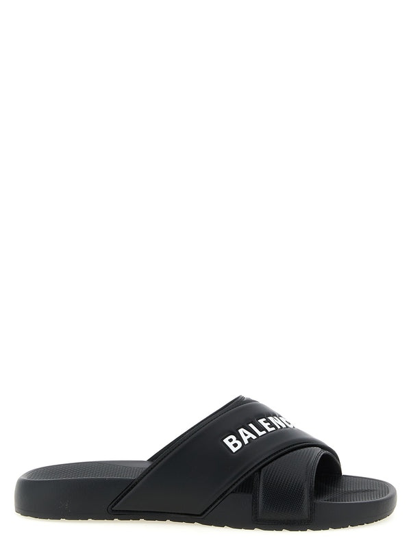 Sporty Pool Sandals White/Black