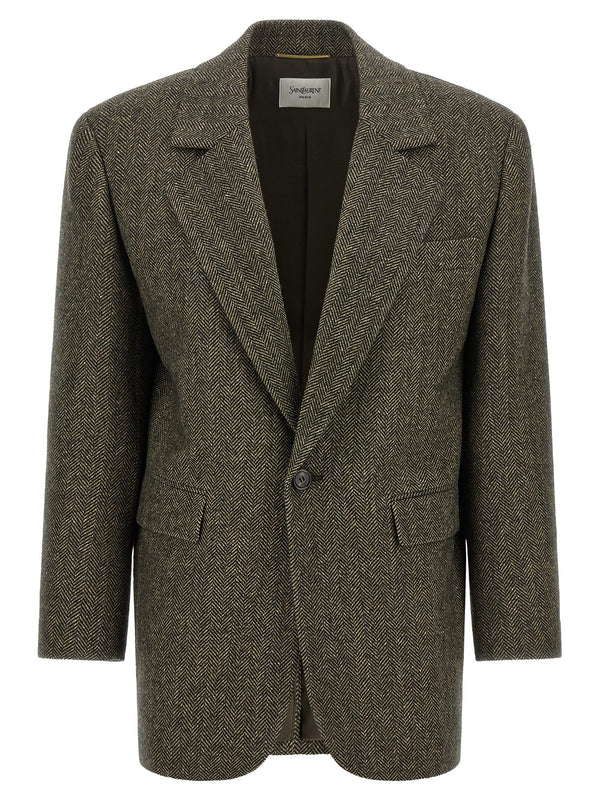 Herringbone Blazer Blazers Brown