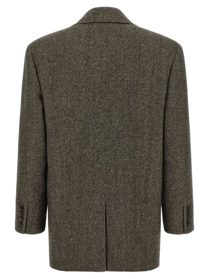 Saint Laurent Herringbone Blazer BlazerS - Brown | c0457b734986ee40d5877e7f7273773c7fe4a4f0