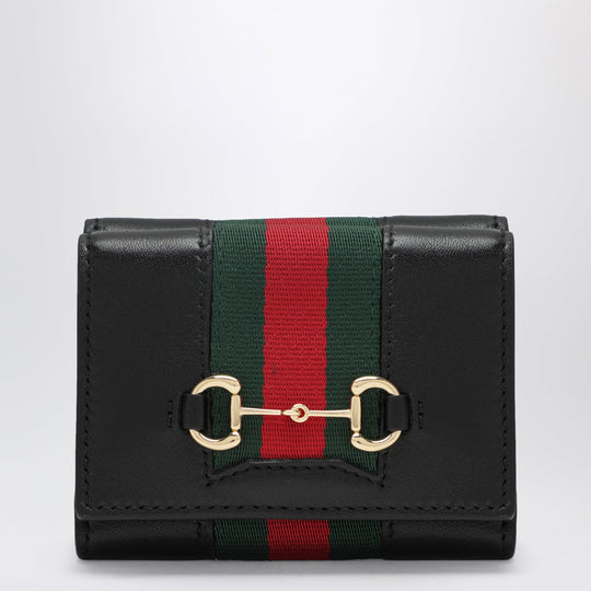 Small Tri-Fold Gucci Horsebit Web Wallet