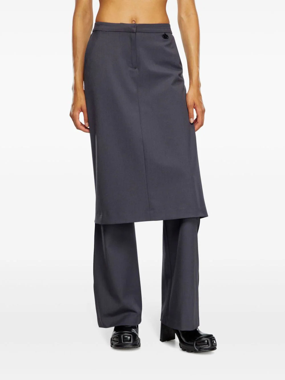 Straight trousers with layered design