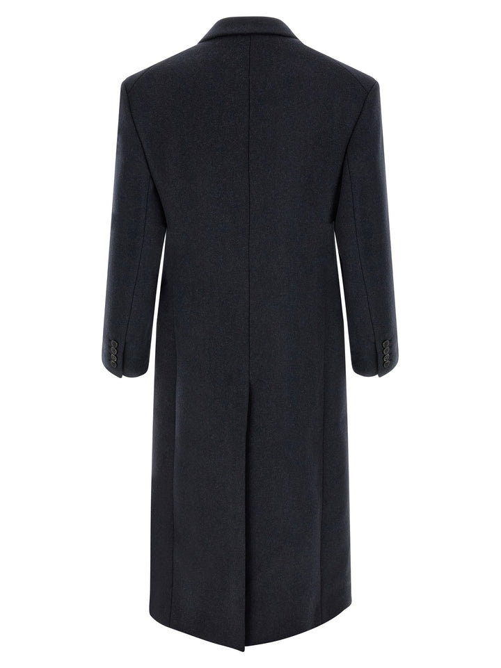 Saint Laurent Double-Breasted Coat Coats and Trench Coats - Blue | d808dbe6ba7bbc977c9063dad3934ae69fb87613