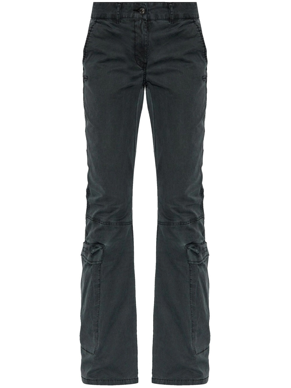 Low-waisted flared trousers