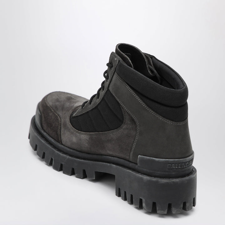 Balenciaga Combat Strike Low Lace-Up Suede Boots Brown/Black