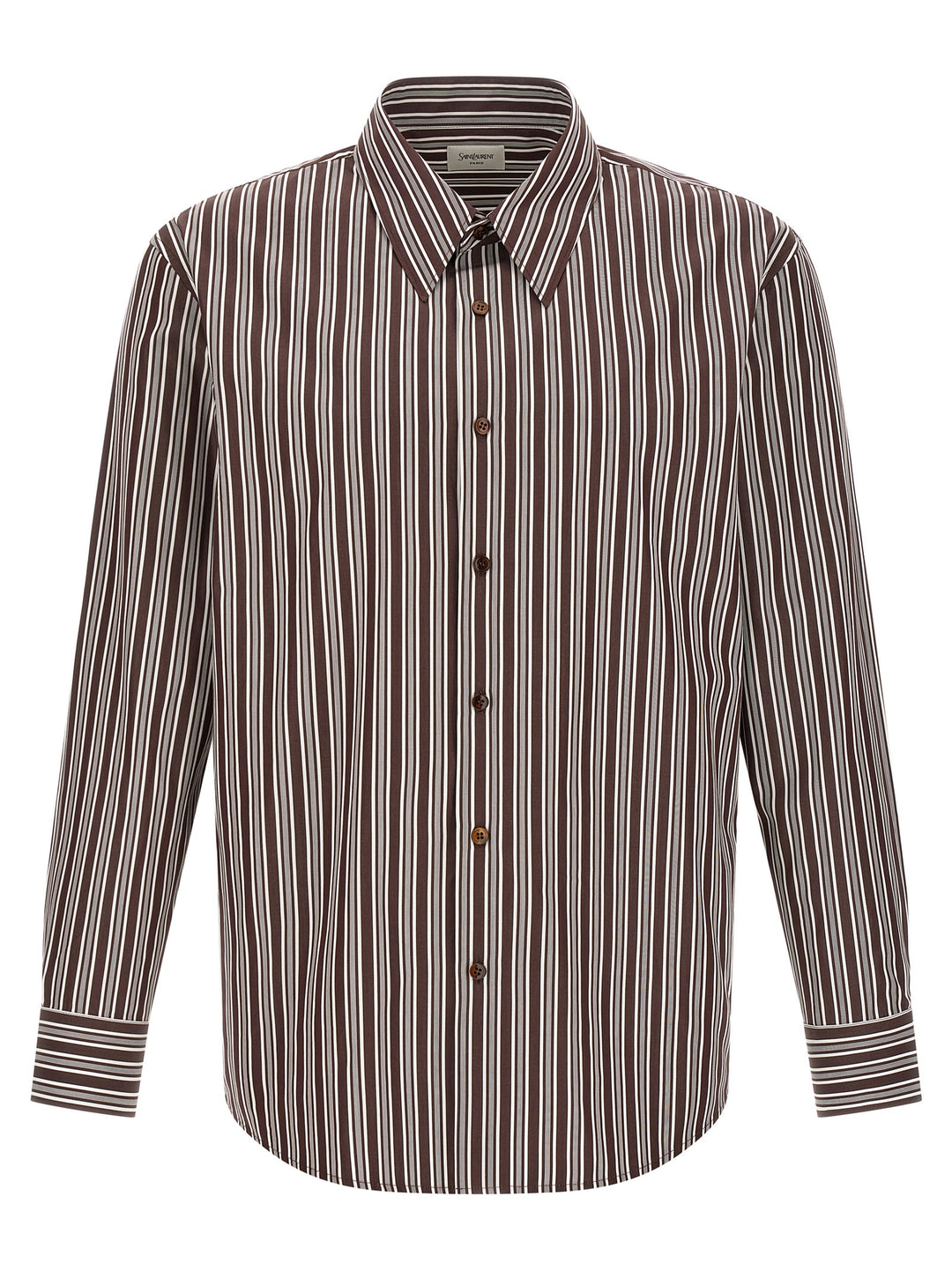 Saint Laurent Striped Shirt Shirt and Blouse - Brown | 62193b87def431920a18b528e9c478d6102fc72f