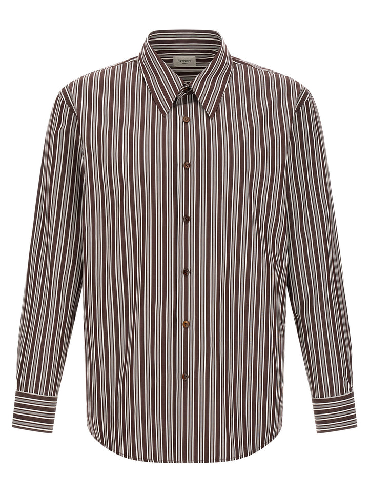 Saint Laurent Striped Shirt Shirt and Blouse - Brown | 62193b87def431920a18b528e9c478d6102fc72f